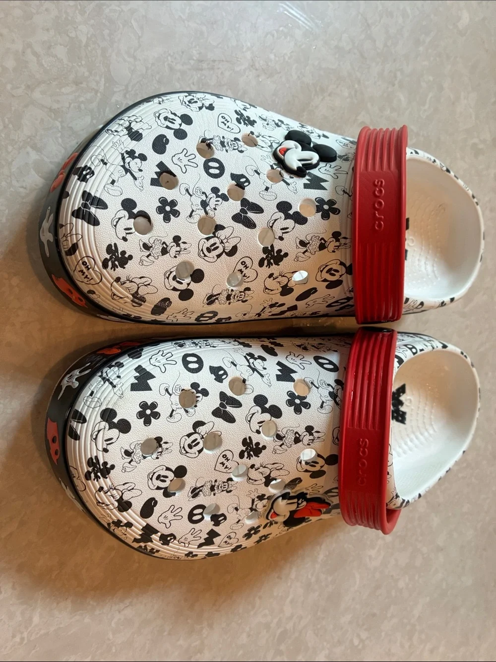 Disney Kids' White & Red Mickey Mouse Slip-On Crocs